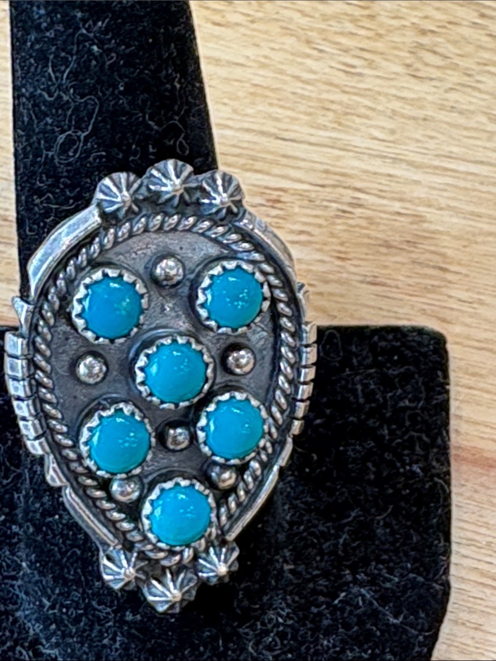 Navajo Turquoise and Sterling Ring Signed